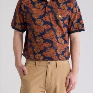 Buffalo David Bitton Navy & Rust Tropical Print Polo Shirt - Men NEW!!!!